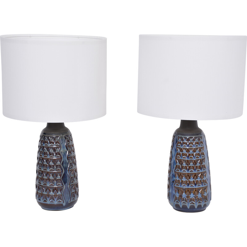 Paire de lampes de table vintage bleues modèle 3340 par Einar Johansen pour Soholm