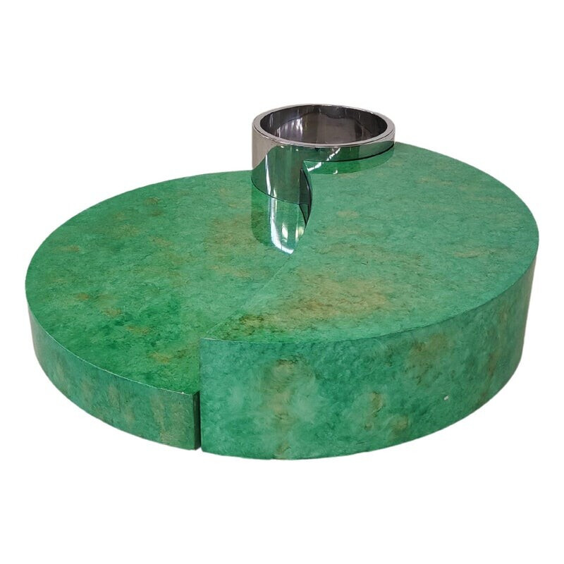 Mid-century "Harry's Bar" green coffee table by Mario Sabot for Massimo Papiri, Italy 1970s