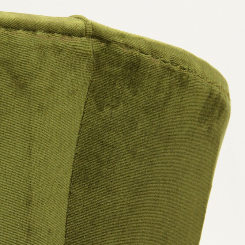 Italian Green Velvet Sofa with conical shaped legs - 1940s