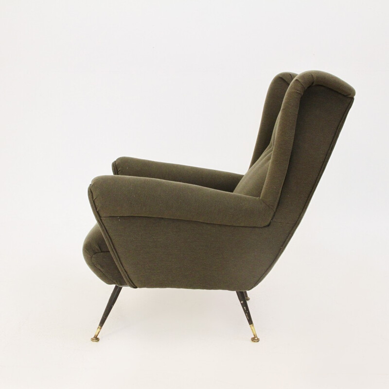 Mid-Century Italian Military Green Armchair - 1950s