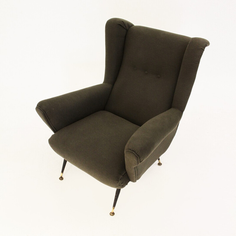 Fauteuil vintage vert militaire italien - 1950