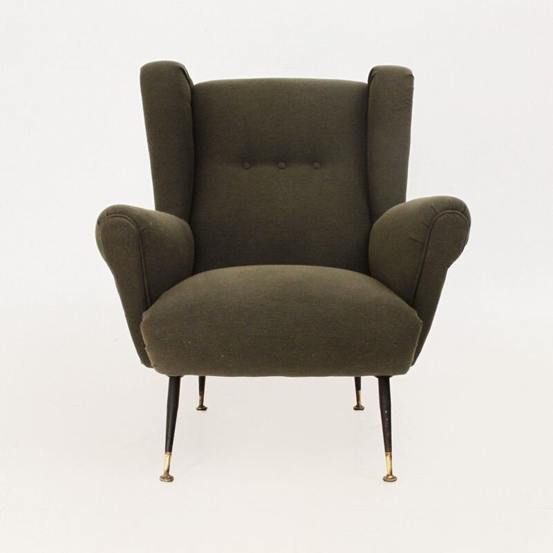 Mid-Century Italian Military Green Armchair - 1950s