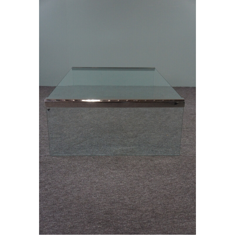 Mesa de centro de vidro italiana vintage de Pierangelo Gallotti para Galotti e Radice, década de 1970