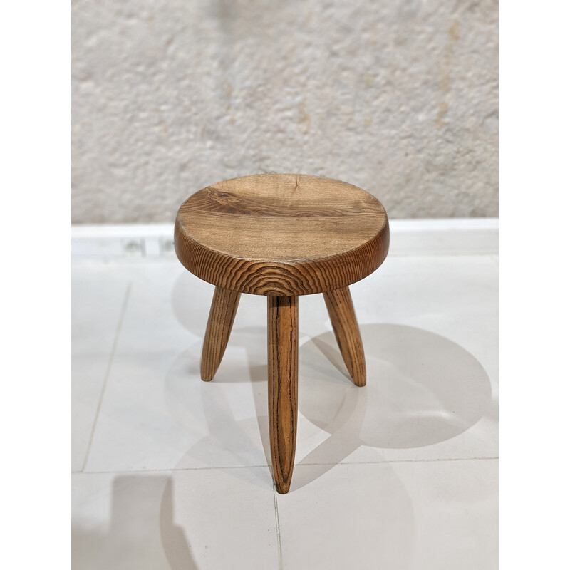 Tabouret haut vintage modèle "Berger" par Charlotte Perriand, 1960