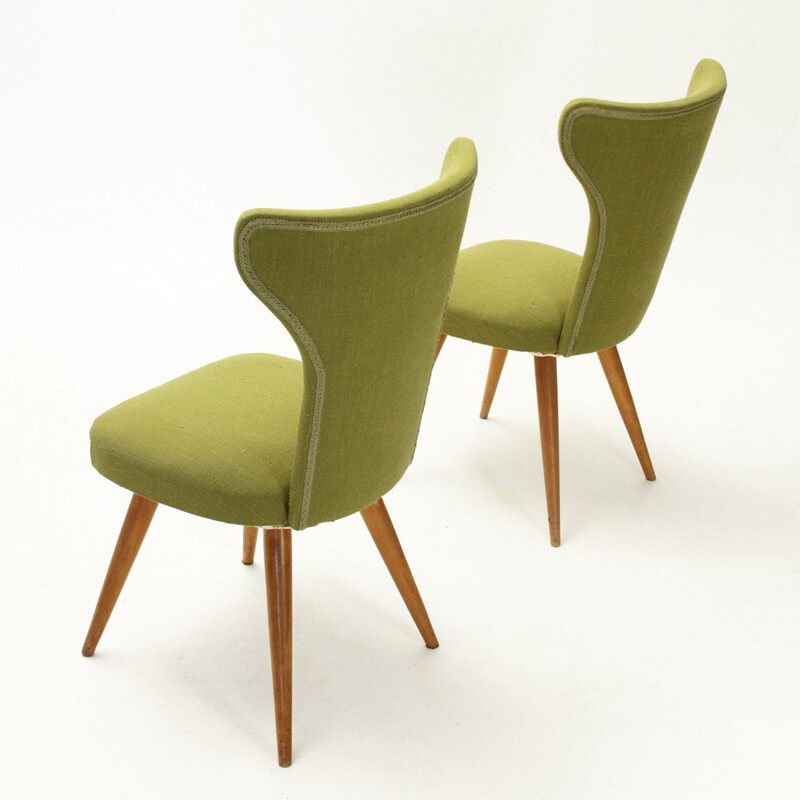 Italian Wingback Chairs with conical shaped legs - 1950s