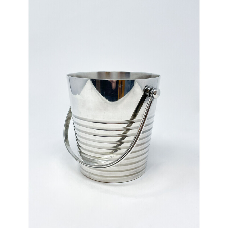 Mid-century Christofle Art Deco champagne and ice bucket "Ondulations" by Luc Lanel, France 1930s