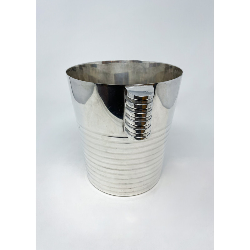 Mid-century Christofle Art Deco champagne and ice bucket "Ondulations" by Luc Lanel, France 1930s