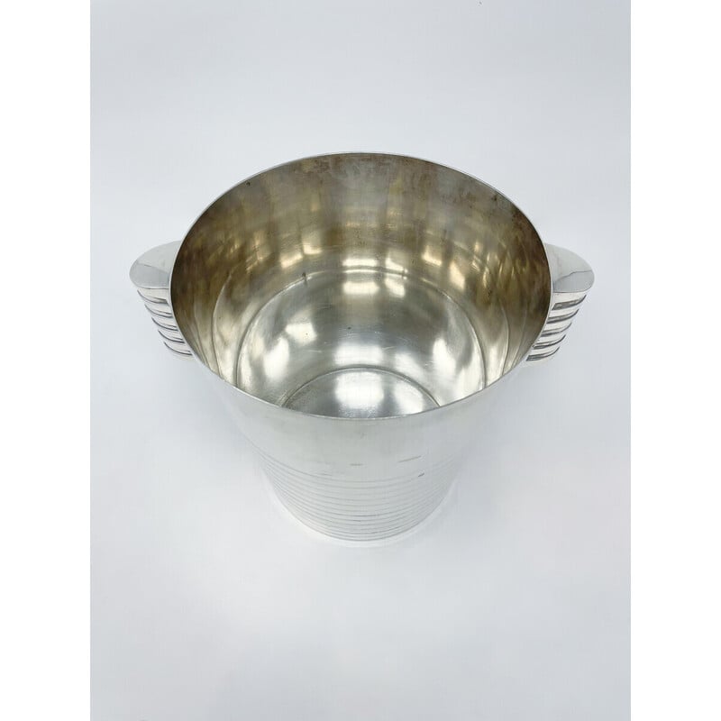 Mid-century Christofle Art Deco champagne and ice bucket "Ondulations" by Luc Lanel, France 1930s