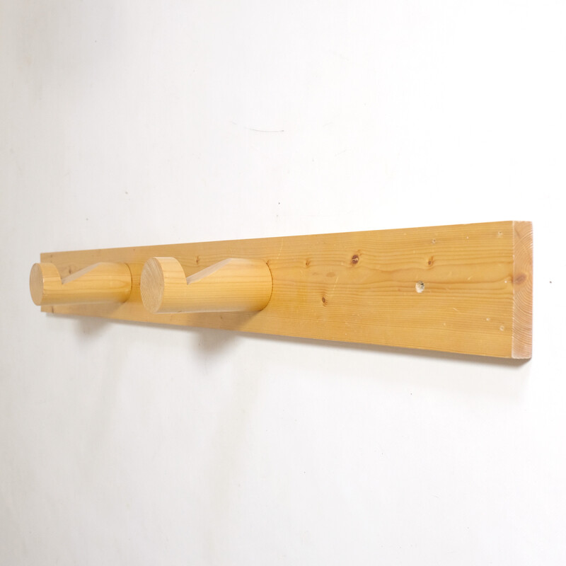Vintage coat rack in solid pine, selected by Charlotte Perriand for Les Arcs, 1960