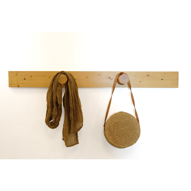 Vintage coat rack in solid pine, selected by Charlotte Perriand for Les Arcs, 1960