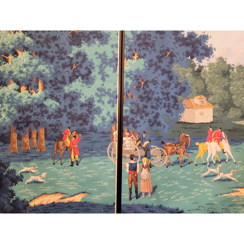 Pair of vintage hand painted panels De Gournay, France