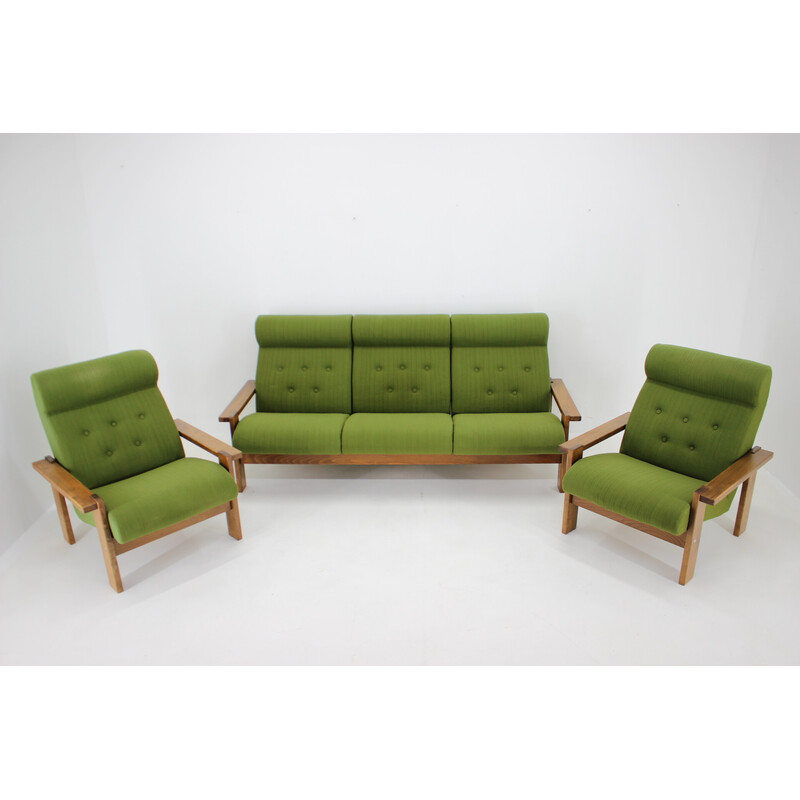 Vintage beechwood living room set, Czechoslovakia 1970s