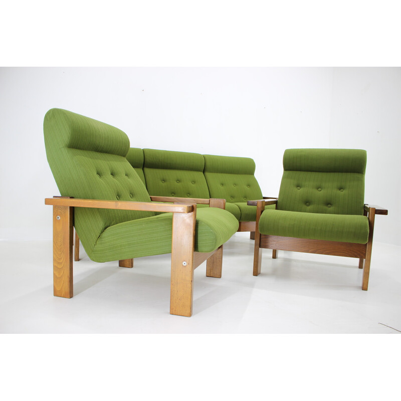 Vintage beechwood living room set, Czechoslovakia 1970s