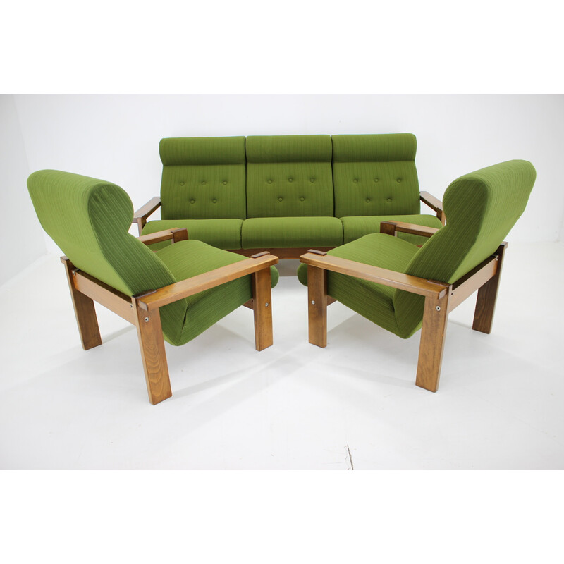 Vintage beechwood living room set, Czechoslovakia 1970s