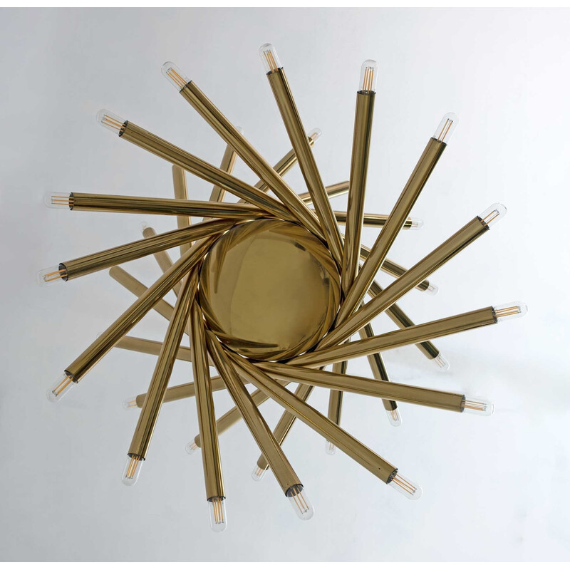 Mid-century Italian 30-light brass chandelier by Stilnovo, 1960s