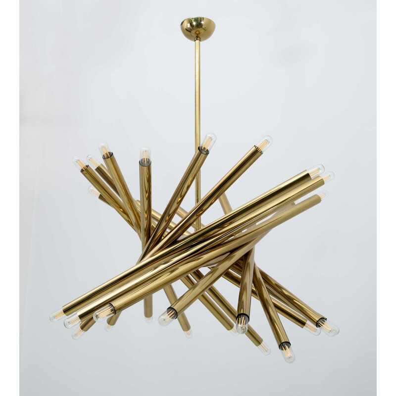 Mid-century Italian 30-light brass chandelier by Stilnovo, 1960s