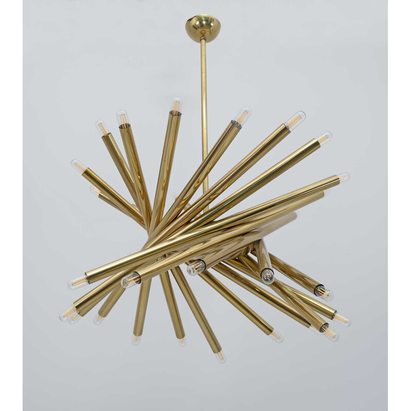Mid-century Italian 30-light brass chandelier by Stilnovo, 1960s