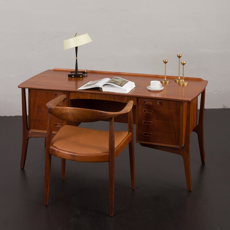 Vintage teak desk by Svend Aage Madsen for Hp Hansen, Denmark 1960s