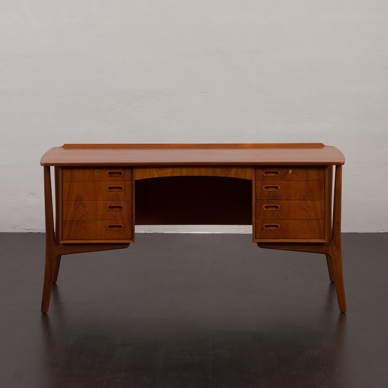 Vintage teak desk by Svend Aage Madsen for Hp Hansen, Denmark 1960s