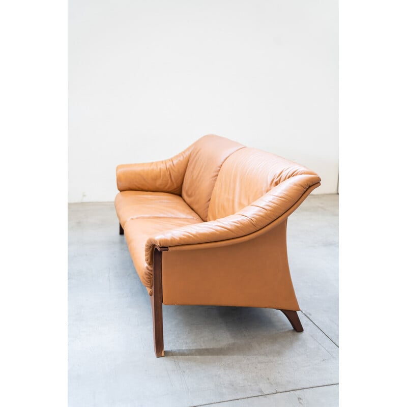 Vintage Frau sofa in cognac-colored leather, 1980-1990