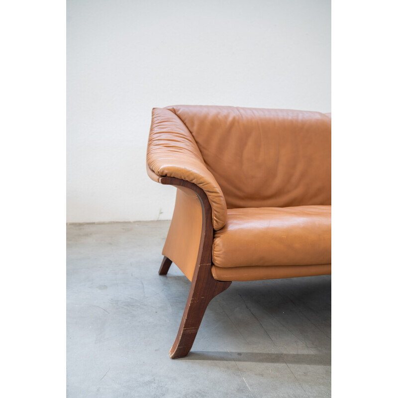 Vintage Frau sofa in cognac-colored leather, 1980-1990