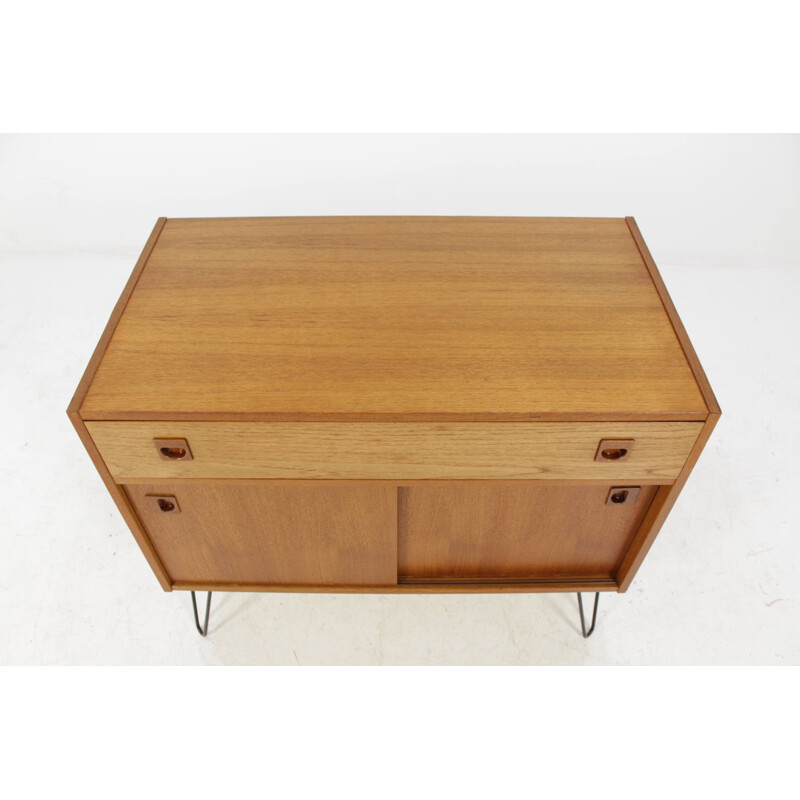 Upcycled Mid-Century Danish Teak highboard with 2 sliding doors - 1960s