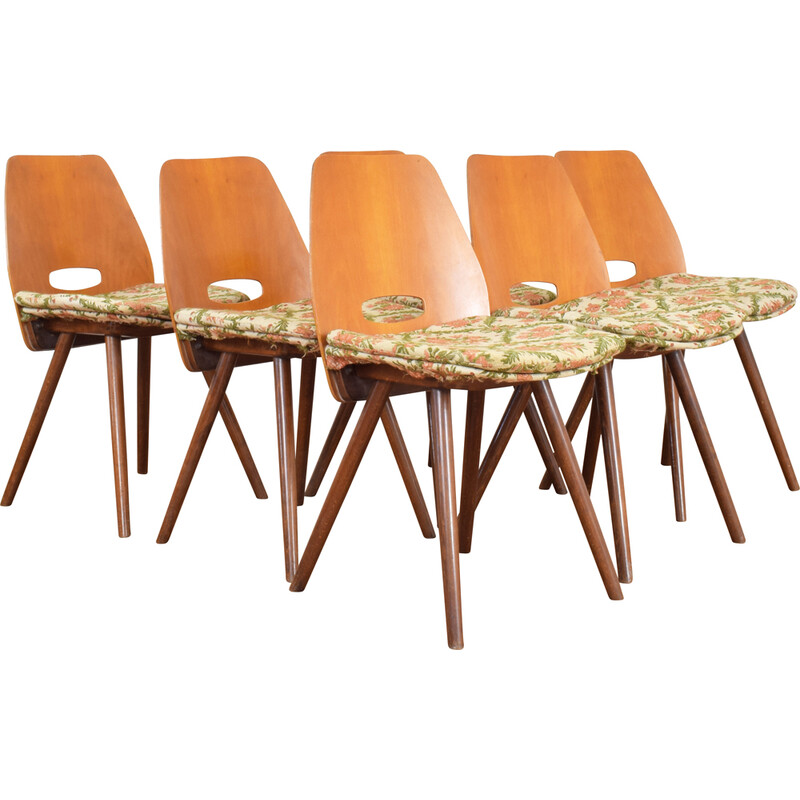 Set of 6 mid-century dining chairs by František Jirák for Tatra, 1960s