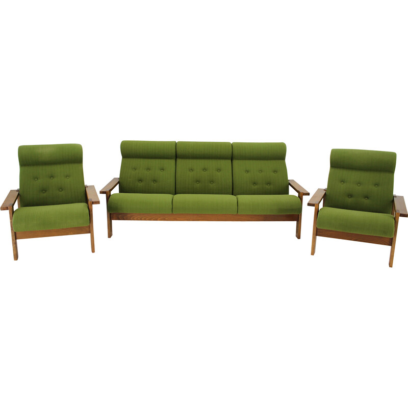 Vintage beechwood living room set, Czechoslovakia 1970s