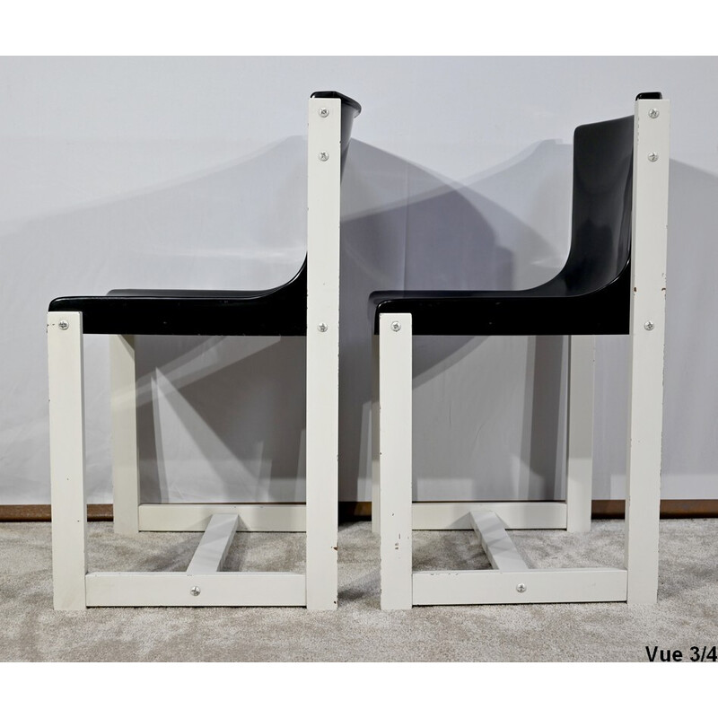Par de cadeiras vintage em madeira lacada de P.Gautier, 1960