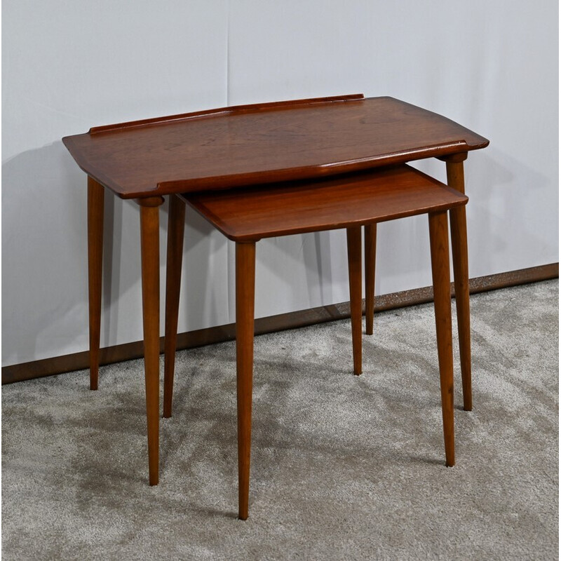 Vintage teak nesting tables by A.Hovmand-Olsen for Mogens Kold, 1950