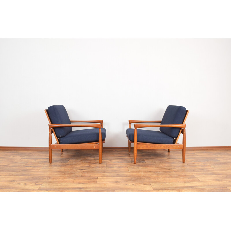 Pair of mid-century oakwood Kolding armchairs by Erik Wørts for Ikea, 1960s