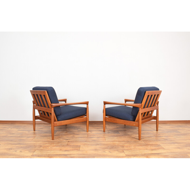 Pair of mid-century oakwood Kolding armchairs by Erik Wørts for Ikea, 1960s