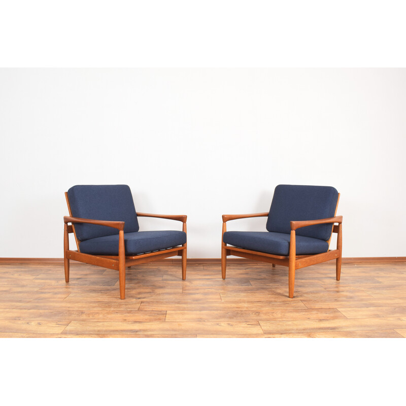 Paar eikenhouten Kolding fauteuils uit het midden van de eeuw, Erik Wørts voor Ikea, jaren 1960