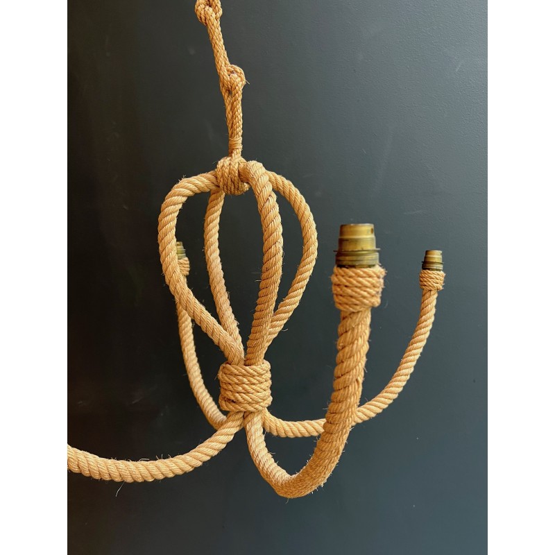 Vintage rope chandelier by Audoux Minet, 1950