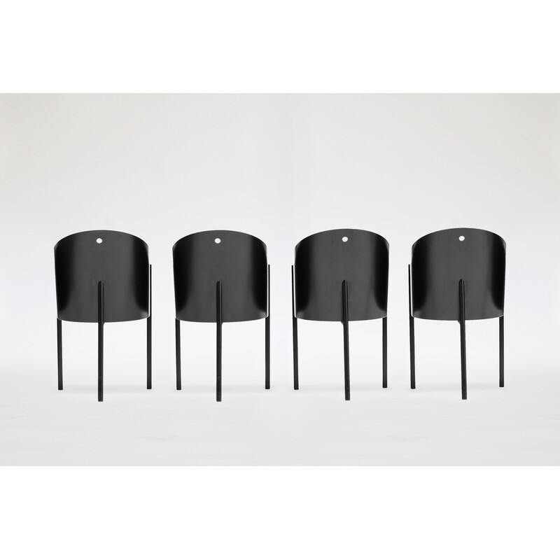 Conjunto de 4 cadeiras de jantar Costes pretas vintage de Philippe Starck para Driade, anos 80