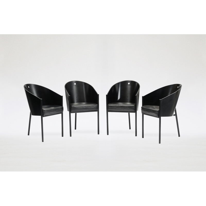 Ensemble de 4 chaises vintage Costes noires par Philippe Starck pour Driade, 1980