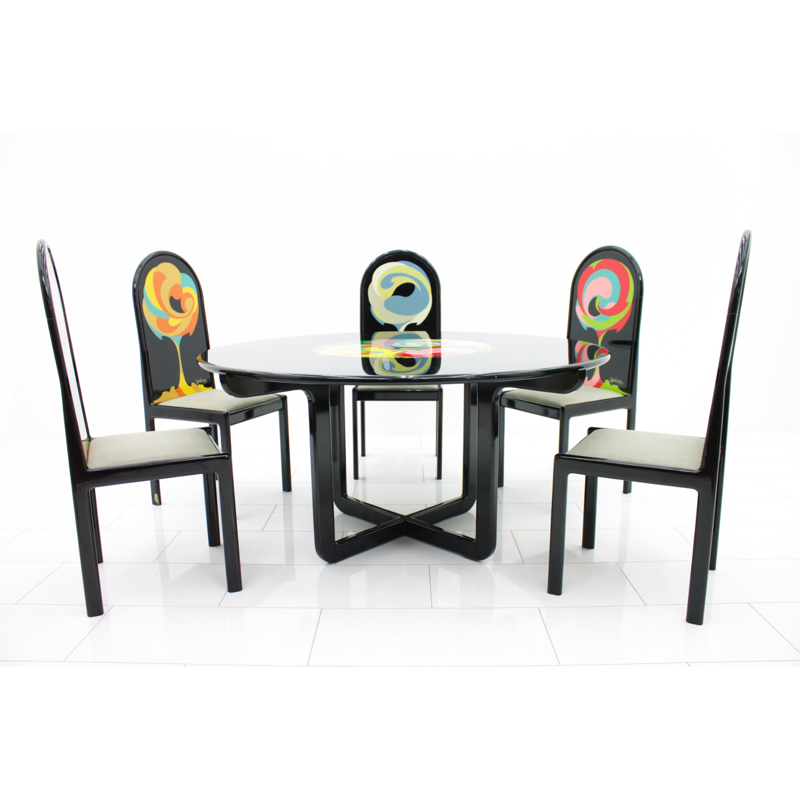 Suite de salle à manger composée d'une table ronde et six chaises de Bjorn Wiinblad édition Rosenthal - 1970