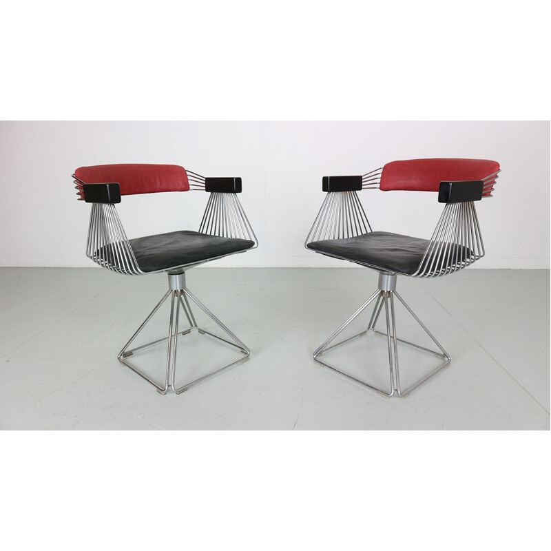 Pair of vintage "Delta" wire armchairs by Rudi Verelst for Novalux, Belgium 1971