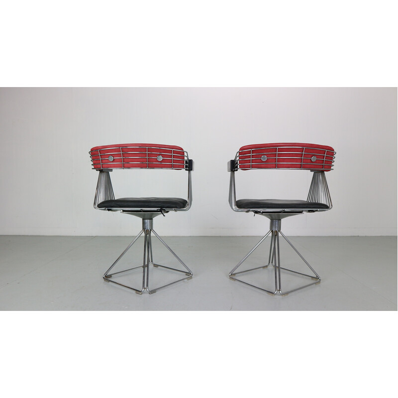 Pair of vintage "Delta" wire armchairs by Rudi Verelst for Novalux, Belgium 1971