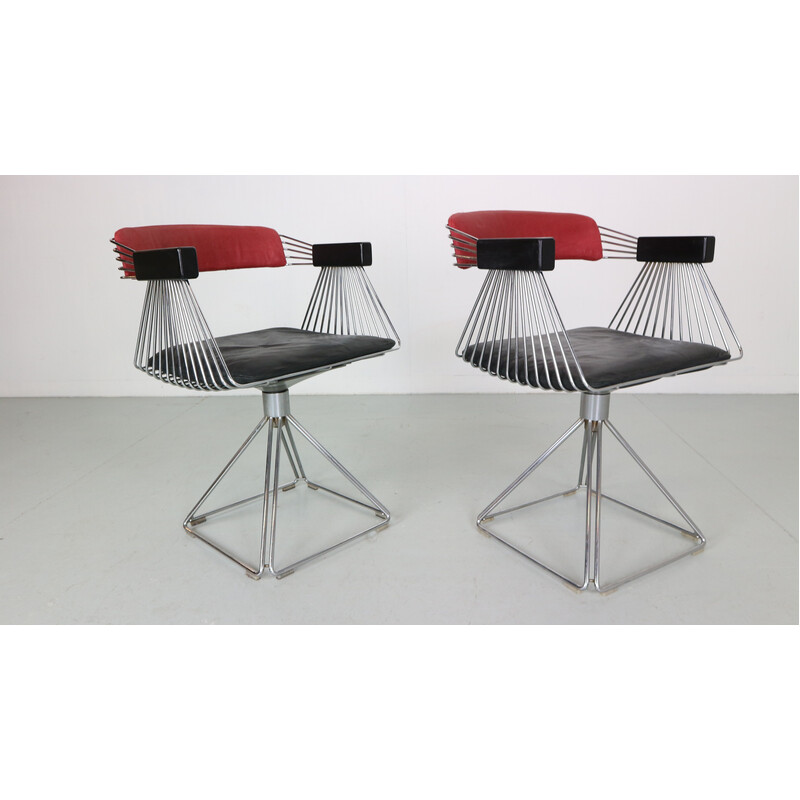 Pair of vintage "Delta" wire armchairs by Rudi Verelst for Novalux, Belgium 1971