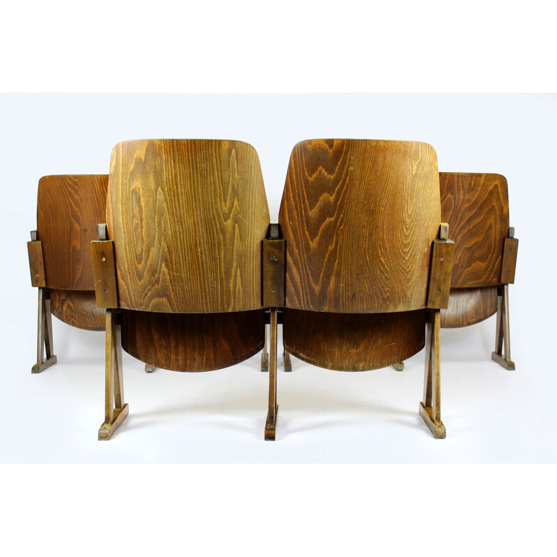 Set of 6 vintage cinema chairs by Ton, 1960s