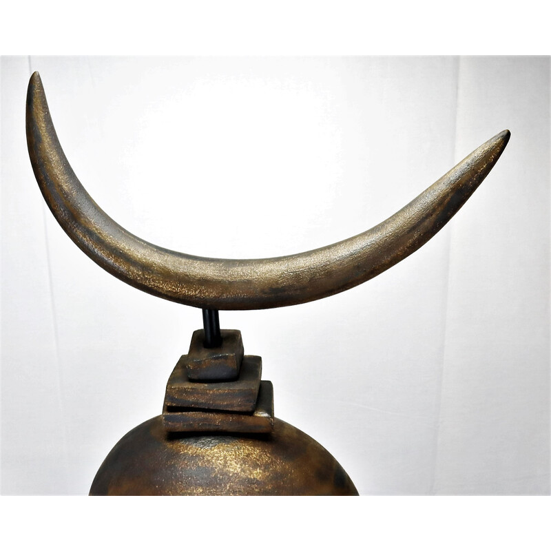 Vintage Totem Toro sculpture by Dominique Pouchain