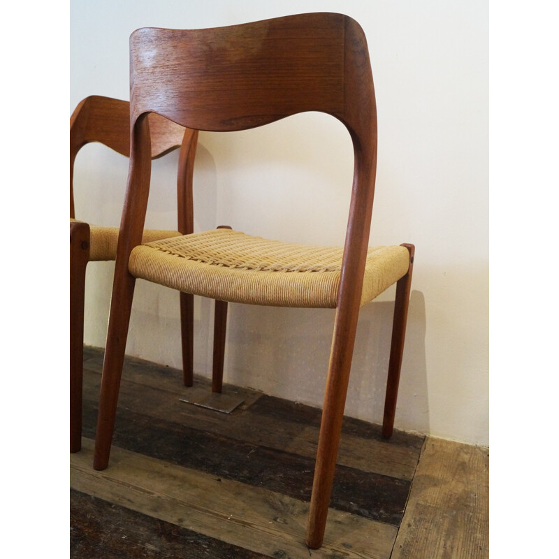 Pair of danish mid-century teak dining chairs by Niels O. Møller for J.L Mollers - 1960s
