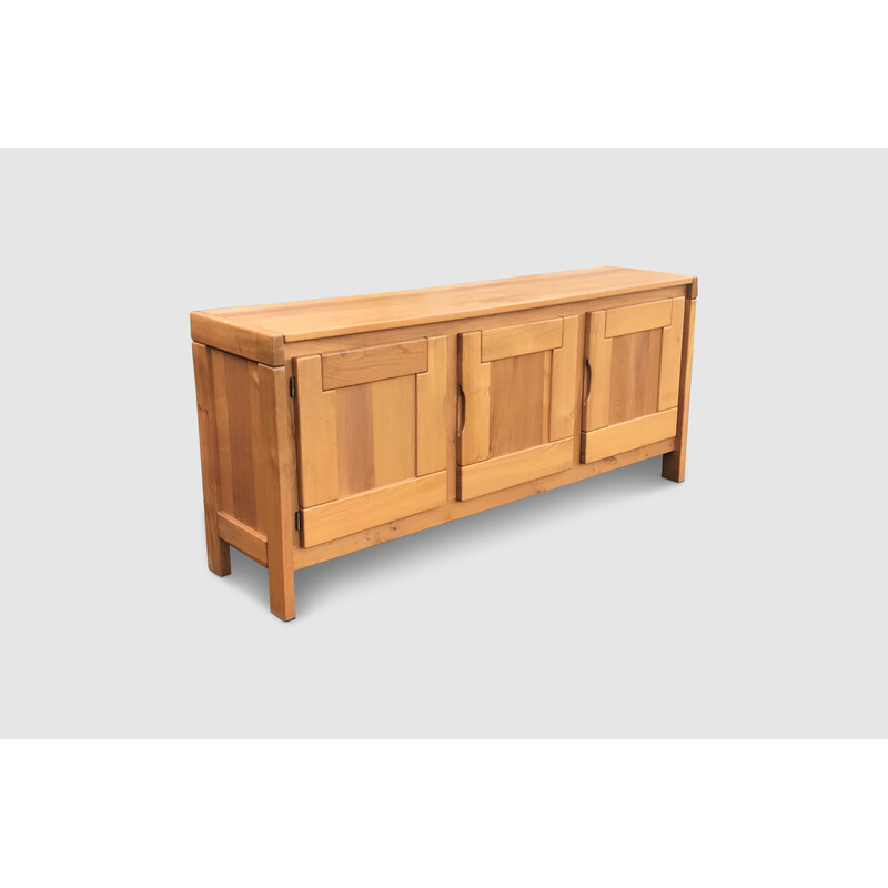 Vintage solid elmwood sideboard by Roland Haeusler for Maison Regain, 1970s