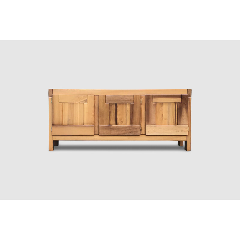 Vintage solid elmwood sideboard by Roland Haeusler for Maison Regain, 1970s