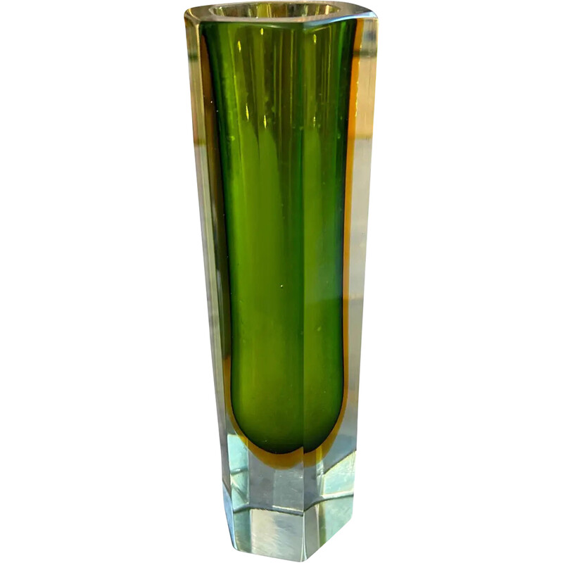 Mid-century Sommerso Murano glass hexagonal vase by Mandruzzato, 1960s