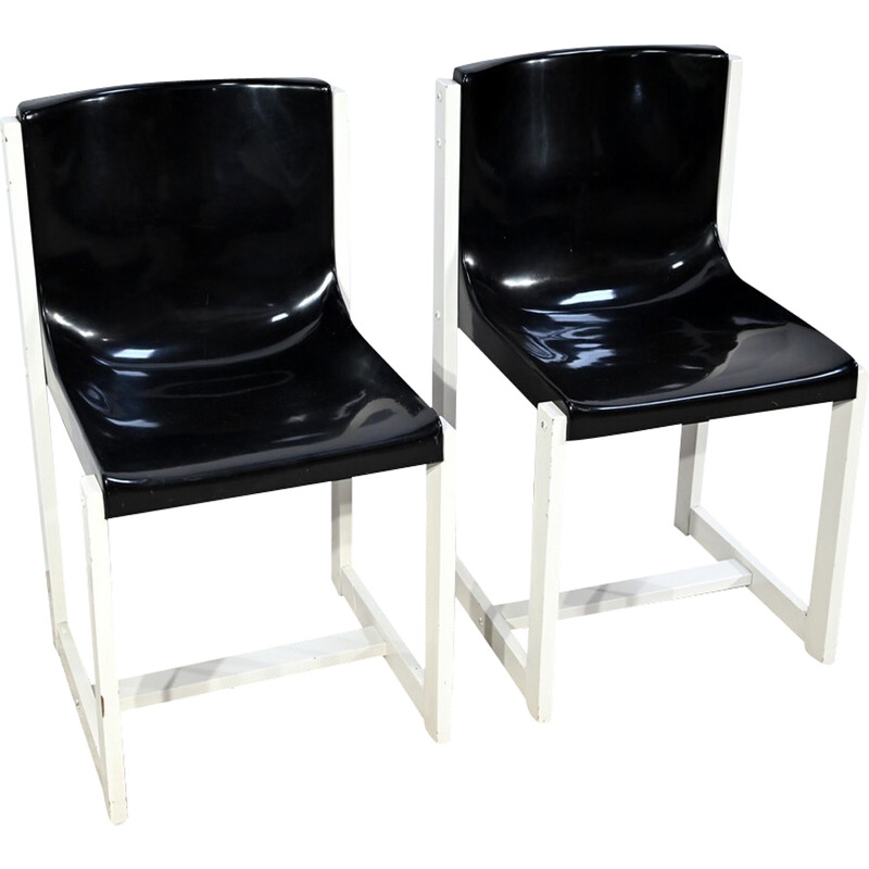 Pair of vintage lacquered wood chairs by P.Gautier, 1960