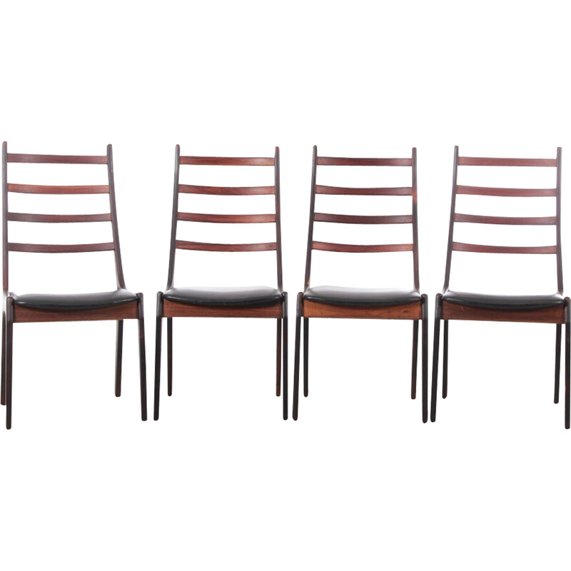 Conjunto de 4 cadeiras escandinavas vintage em pau-rosa Rio