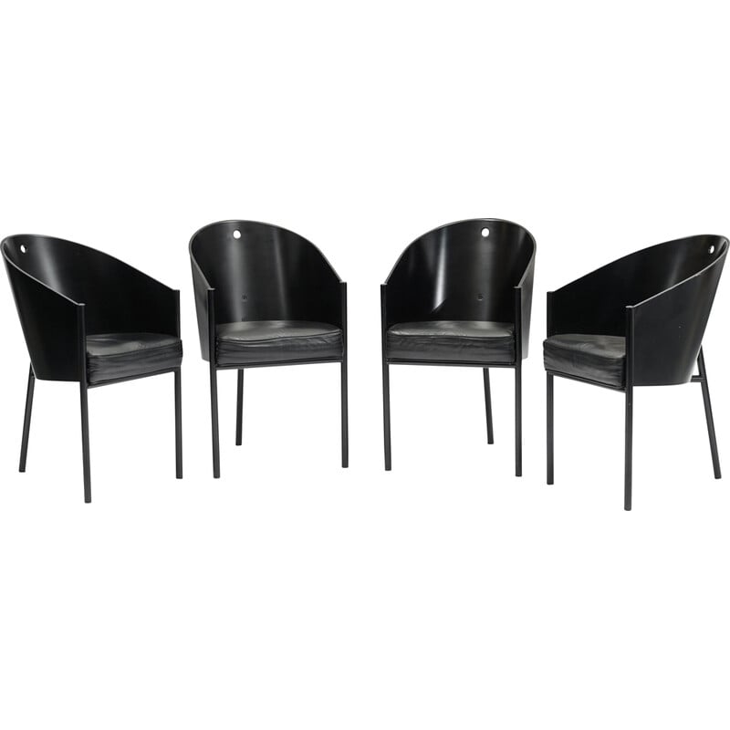 Ensemble de 4 chaises vintage Costes noires par Philippe Starck pour Driade, 1980