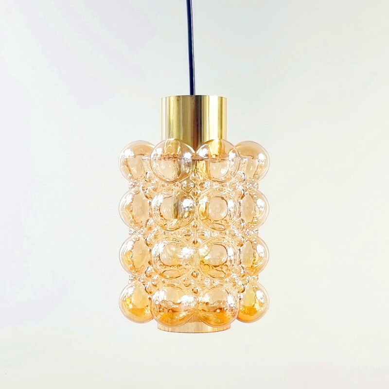 Mid-century amber bubble glass pendant lamp by Helena Tynell for Limburg, Germany 1960s